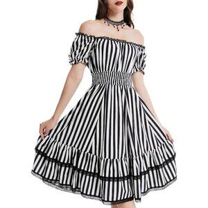 Women's Scarlet Darkness Gothic Victorian Dresses Renaissance Costume Midi Dress